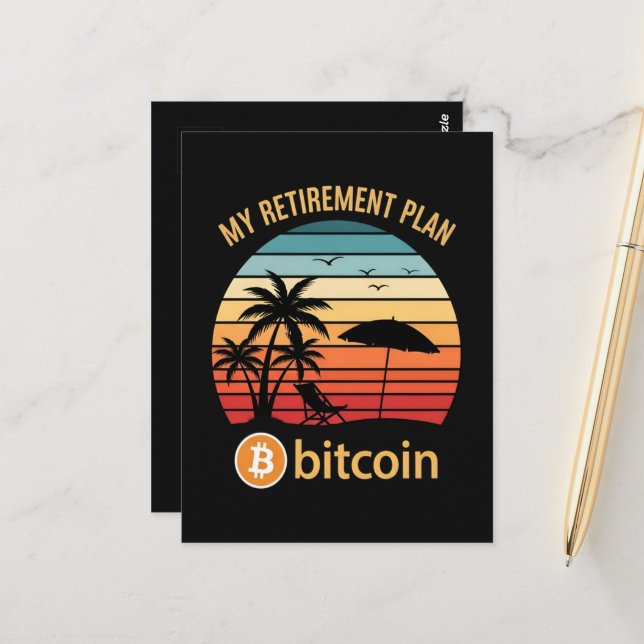 My Retirement Plan Bitcoin Beach Sunset Postcard (Front/Back In Situ)