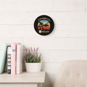 My Retirement Plan Bitcoin Beach Sunset Round Clock