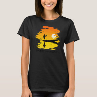 My Retirement Plan Boating Sunset Lake Reflection  T-Shirt