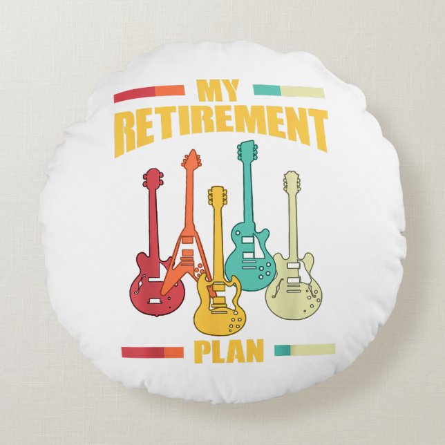 My Retirement Plan Electric Guitar Musical String  Round Cushion (Front)