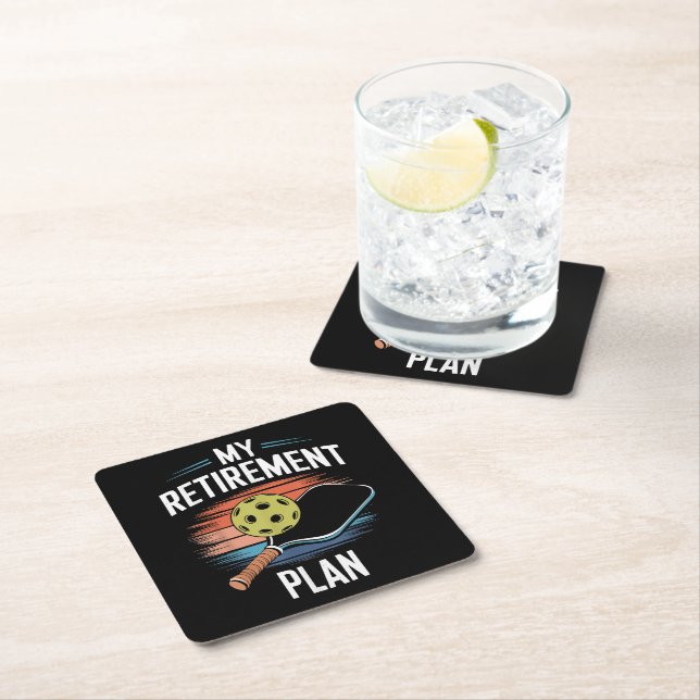 My Retirement Plan Pickleball Player Square Paper Coaster (Insitu)