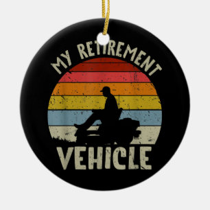 My Retirement Vehicle Riding Lawn Mower Retro Ceramic Tree Decoration