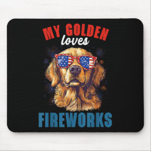 My Retriever Loves Fireworks 4th Of July Patriotic Mouse Mat