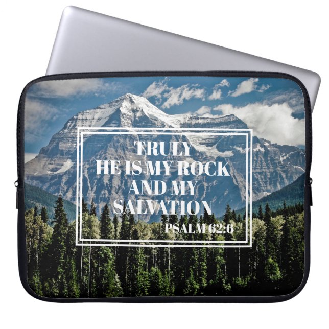 My Rock My Salvation Christian Bible Mountain Laptop Sleeve (Front)