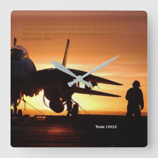 "My rock" Psalm 144:1-2 Square Wall Clock