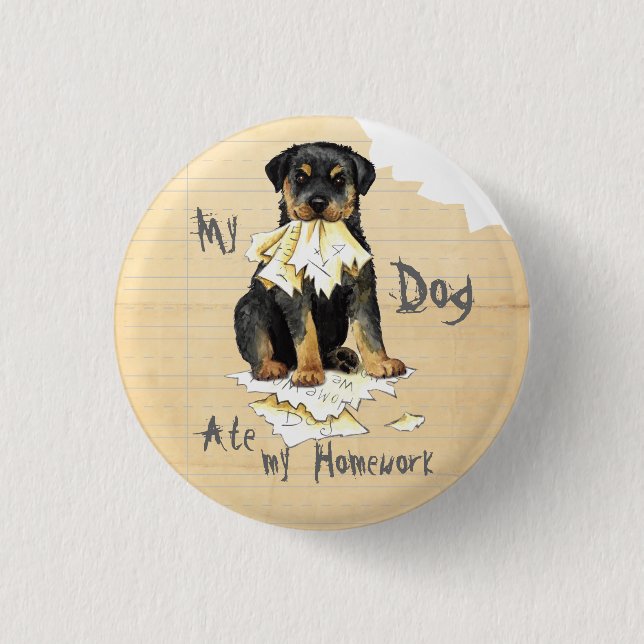 My Rottweiler Ate my Homework 3 Cm Round Badge (Front)