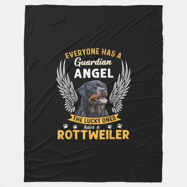 my rottweiler is a guardian angel  gift who loves fleece blanket (Front)