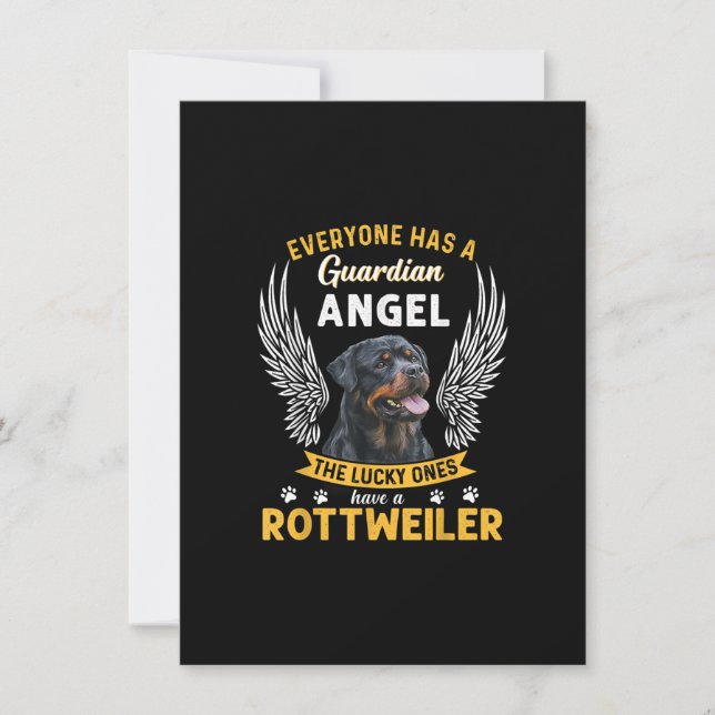 my rottweiler is a guardian angel  gift who loves thank you card (Front)