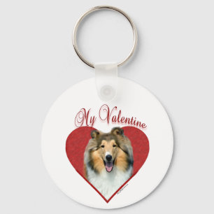 My Rough Collie Valentine Key Ring