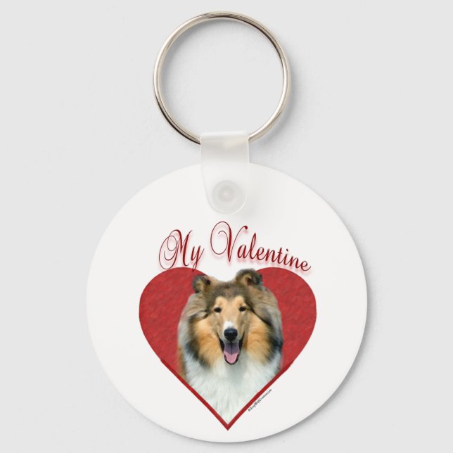My Rough Collie Valentine Key Ring (Front)