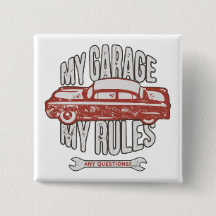 My Rules Classic Red Car Retro Mechanic 15 Cm Square Badge