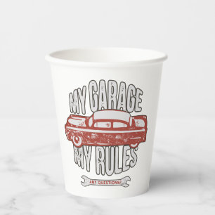 My Rules Classic Red Car Retro Mechanic Paper Cups