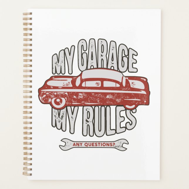 My Rules Classic Red Car Retro Mechanic Planner (Front)