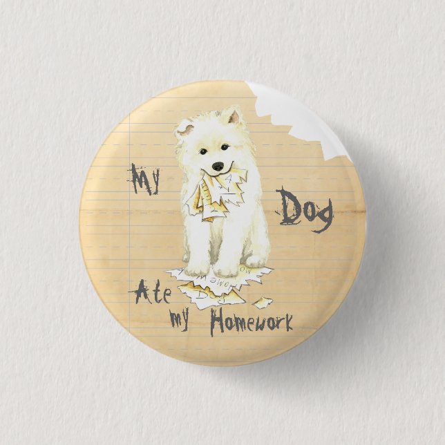 My Samoyed Ate my Homework 3 Cm Round Badge (Front)