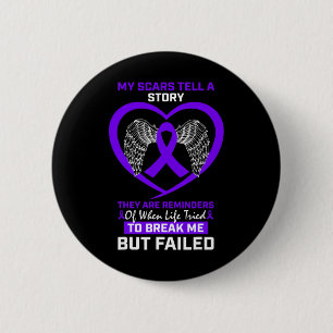 My Scars Tell A Story Purple Fibromyalgia Awarenes 6 Cm Round Badge