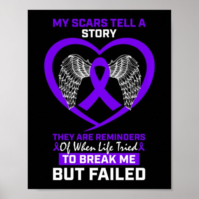 My Scars Tell A Story Purple Hodgkin's Lymphoma Aw Poster (Front)