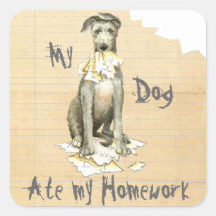 My Scottish Deerhound Ate my Homework Square Sticker