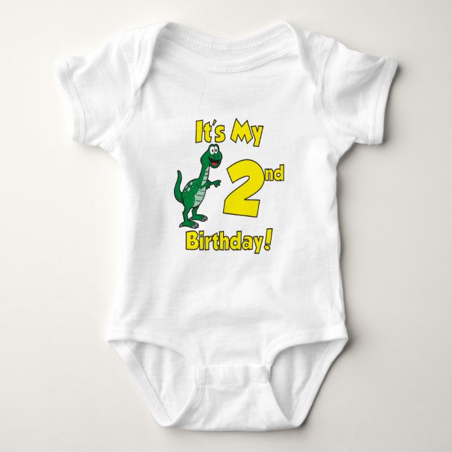 My Second Birthday Dinosaur Baby Bodysuit (Front)
