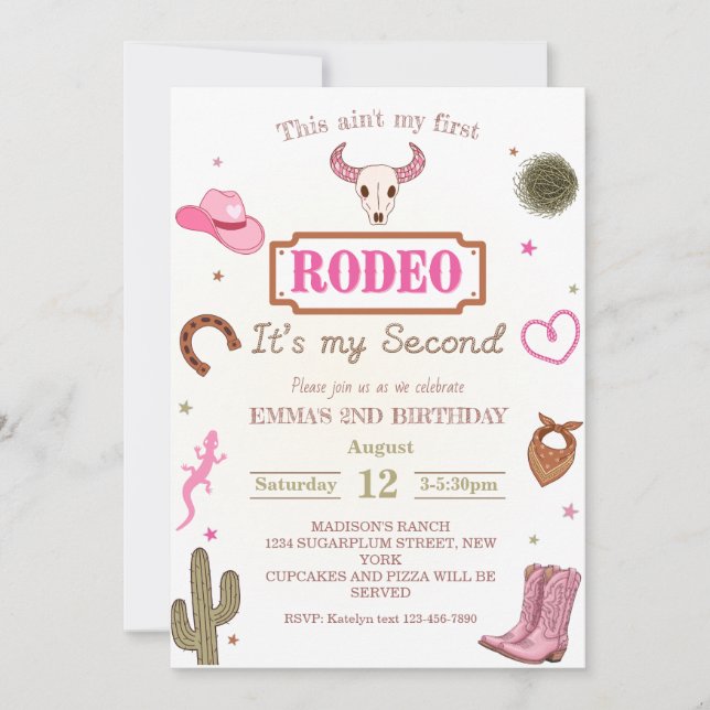 My Second Rodeo 2nd Birthday Cowboy  Invitation (Front)