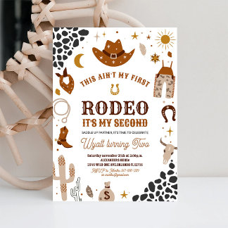 My Second Rodeo Cowboy Southwestern Birthday Invitation