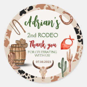 My Second Rodeo Party Cowboy Birthday Classic Round Sticker
