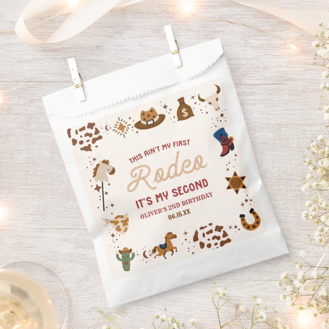 My Second Rodeo Western Cowboy 2nd Birthday Party Favour Bags (Clipped)