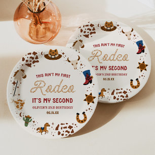 My Second Rodeo Western Cowboy 2nd Birthday Party Paper Plate