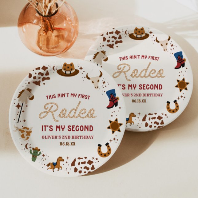 My Second Rodeo Western Cowboy 2nd Birthday Party Paper Plate (Creator Uploaded)