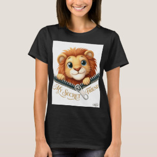 My Secret Friend Cute Lion Zipper Woman T-Shirt