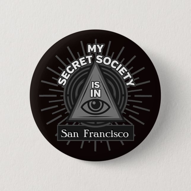 My Secret Society Is In (Any City) Illuminati 6 Cm Round Badge (Front)