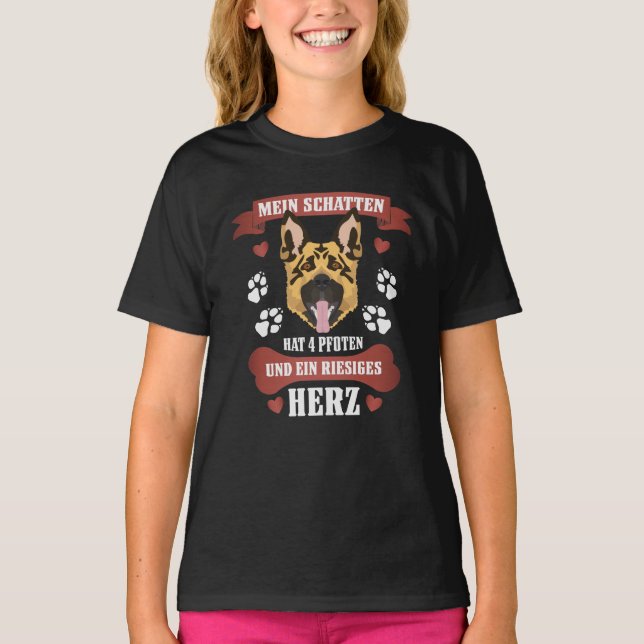 My Shadow Has 4 Paws, German Shepherd T-Shirt (Front)