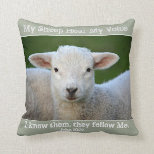 My Sheep Hear My Voice, Bible Verse John 10:27, Cushion