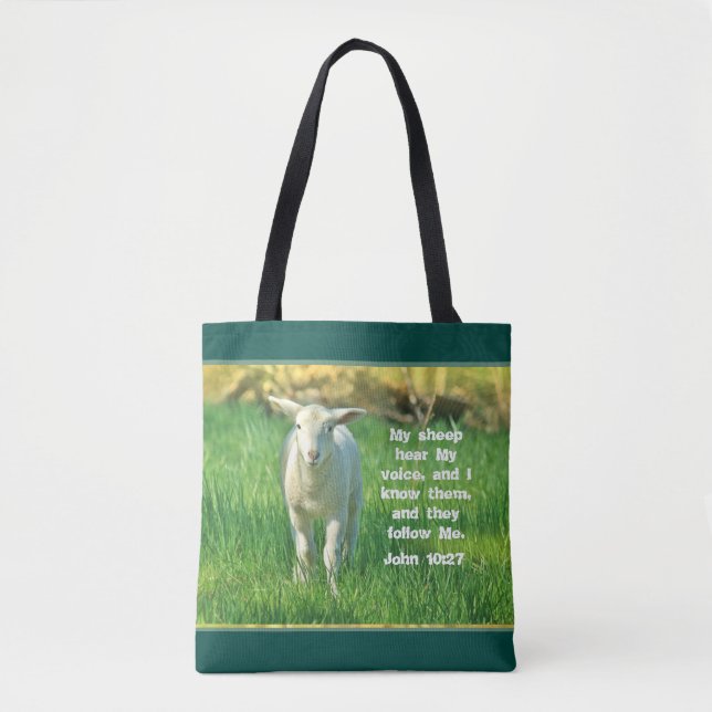 My Sheep Hear My Voice, Bible Verse John 10:27, Tote Bag (Front)