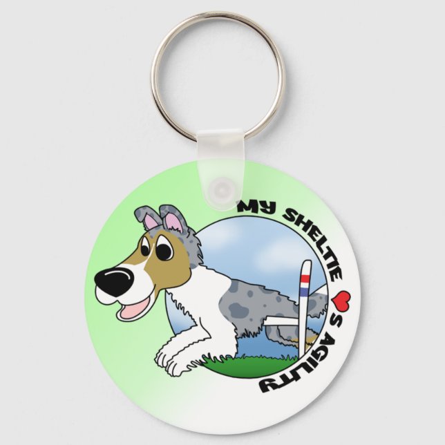 My Sheltie Loves Agility Key Ring (Front)