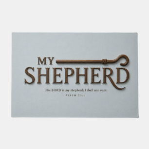 MY SHEPHERD Mist Blue Psalm 23:1 Christian Doormat