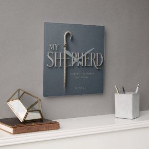 MY SHEPHERD PSALM 23:1 SQUARE WALL CLOCK