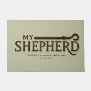 MY SHEPHERD Soft Sage Psalm 23:1 Christian Doormat