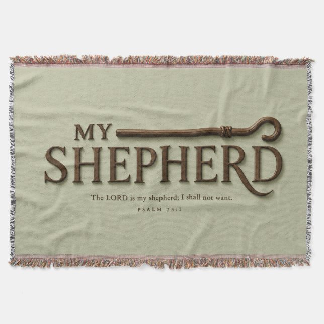 MY SHEPHERD | Soft Sage | Psalm 23:1 Throw Blanket (Front)