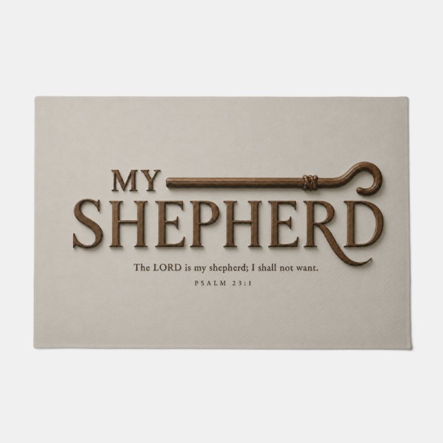 MY SHEPHERD | Soft Stone | Psalm 23:1 Christian Doormat (Front)