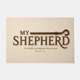 MY SHEPHERD Warm Cream Psalm 23:1 Christian Doormat