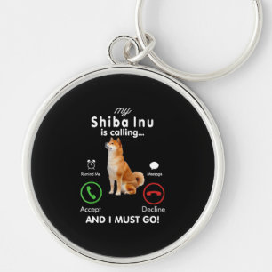 My shiba inu is calling Humour Dog Gift Key Ring