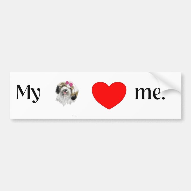 My shih tzu loves me. bumper sticker (Front)