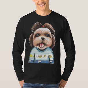 My Shih Tzu Watercolor Pet Portrait  Dog Mom   Dog T-Shirt