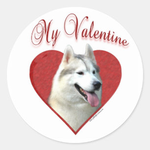 My Siberian Husky Valentine: Love Huskies Classic Round Sticker