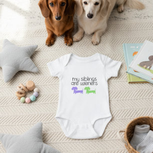 My Siblings are Wieners   Double Dachshund  Baby Bodysuit