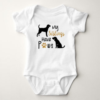 My siblings have paws - two dogs - baby bodysuit