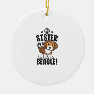My Sister Is A Beagle Shirt Kids Beagle Shirt Girl Ceramic Tree Decoration