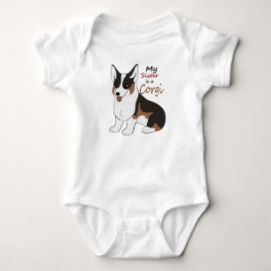 My sister is a Tricolor Corgi Baby Bodysuit
