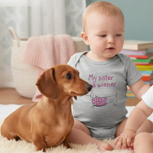 My Sister is a Wiener Dog Baby Girl Outfit Bodysuit