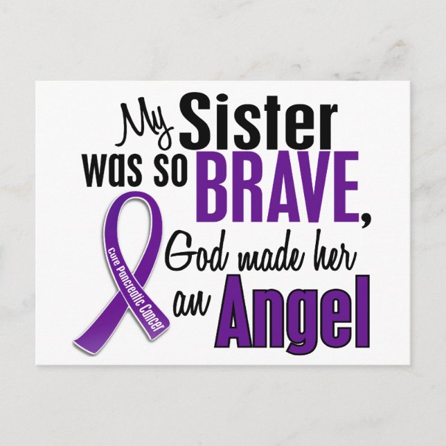 My Sister Is An Angel Pancreatic Cancer Postcard (Front)